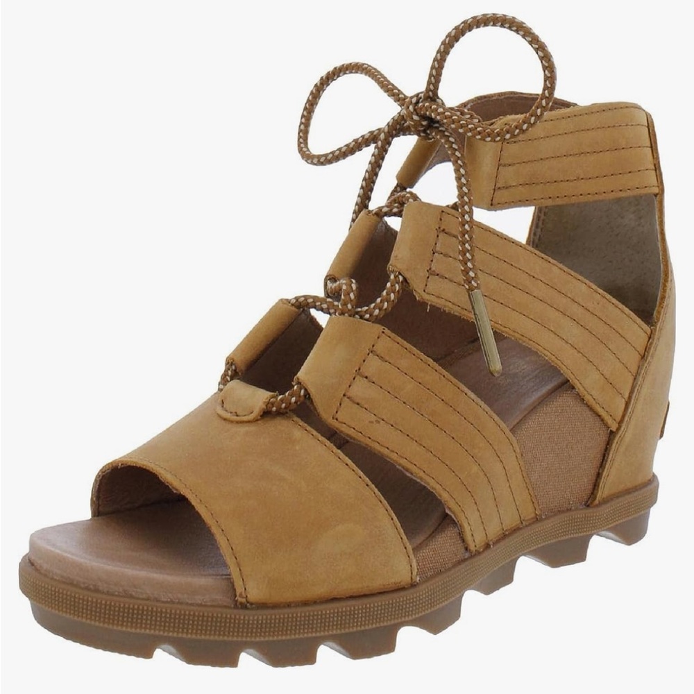 Womens Sorel Joanie II Lace Webbing Open Toe Cut Out Wedge Heel Sandals